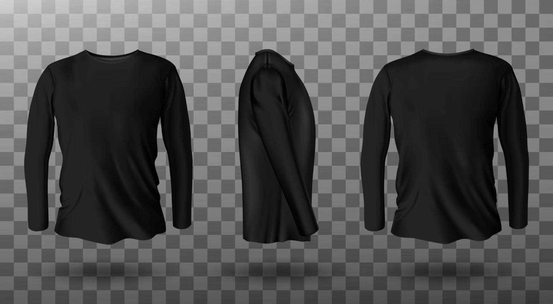realistisk attrapp av svart lång ärm t-shirt vektor