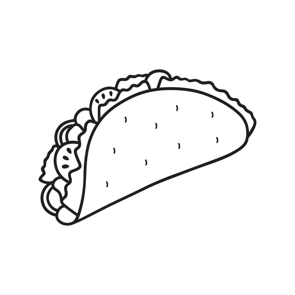 taco klotter. mexikansk mat i skiss stil. hand dragen vektor illustration isolerat på vit bakgrund