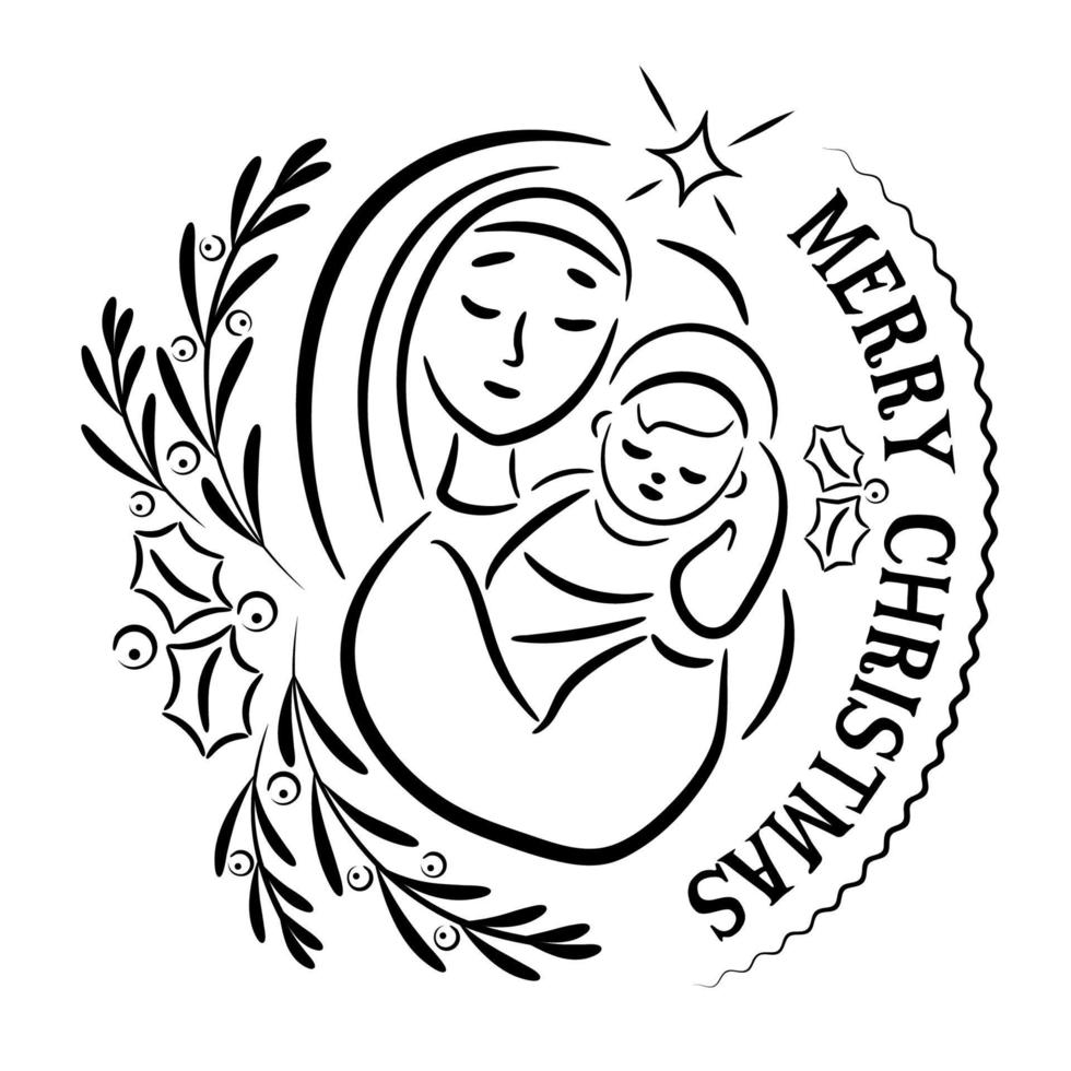 jungfrulig mary och bebis Jesus illustration vektor