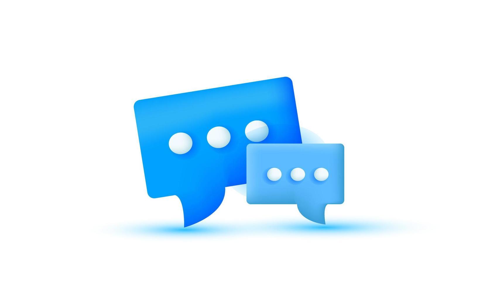 Illustration realistisch Symbol Doppelblase Gespräch Dialog Messenger modernen Stil 3D-Kreative isoliert auf Hintergrund vektor
