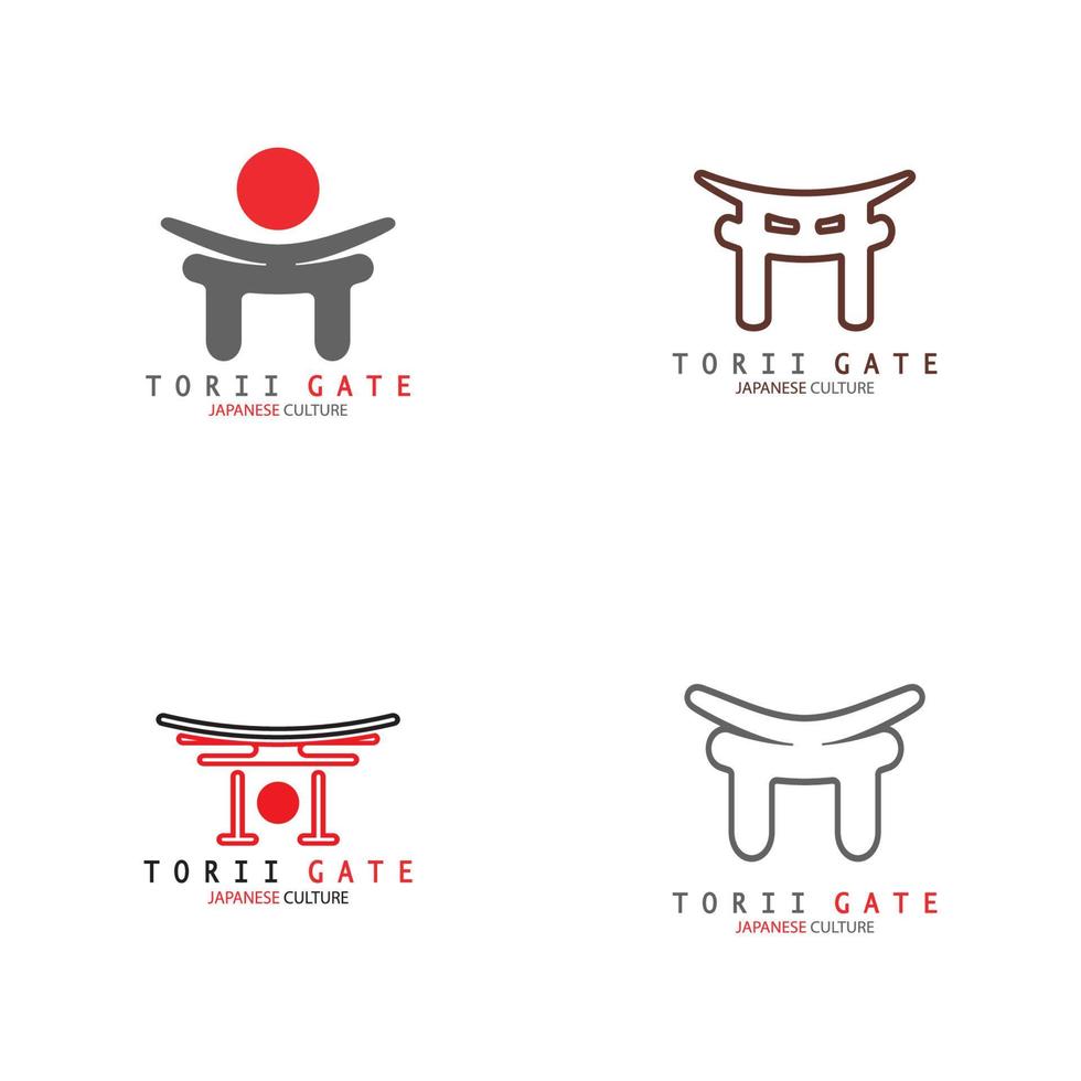 torii-tor japanische traditionelle kultur einfache logo-illustrationsikone mit ästhetischem minimalistischem vektorkonzept vektor