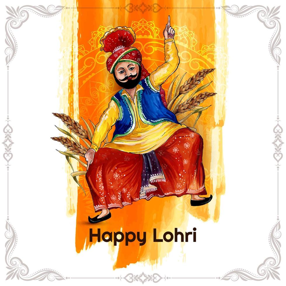 happy lohri indisches kulturfestival hintergrunddesign vektor