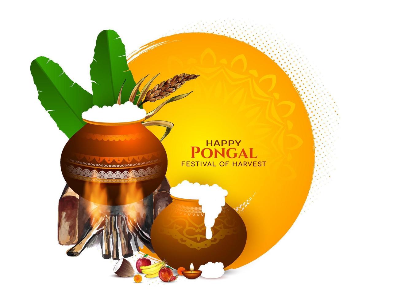 happy pongal südindischer kulturfestival hintergrund vektor