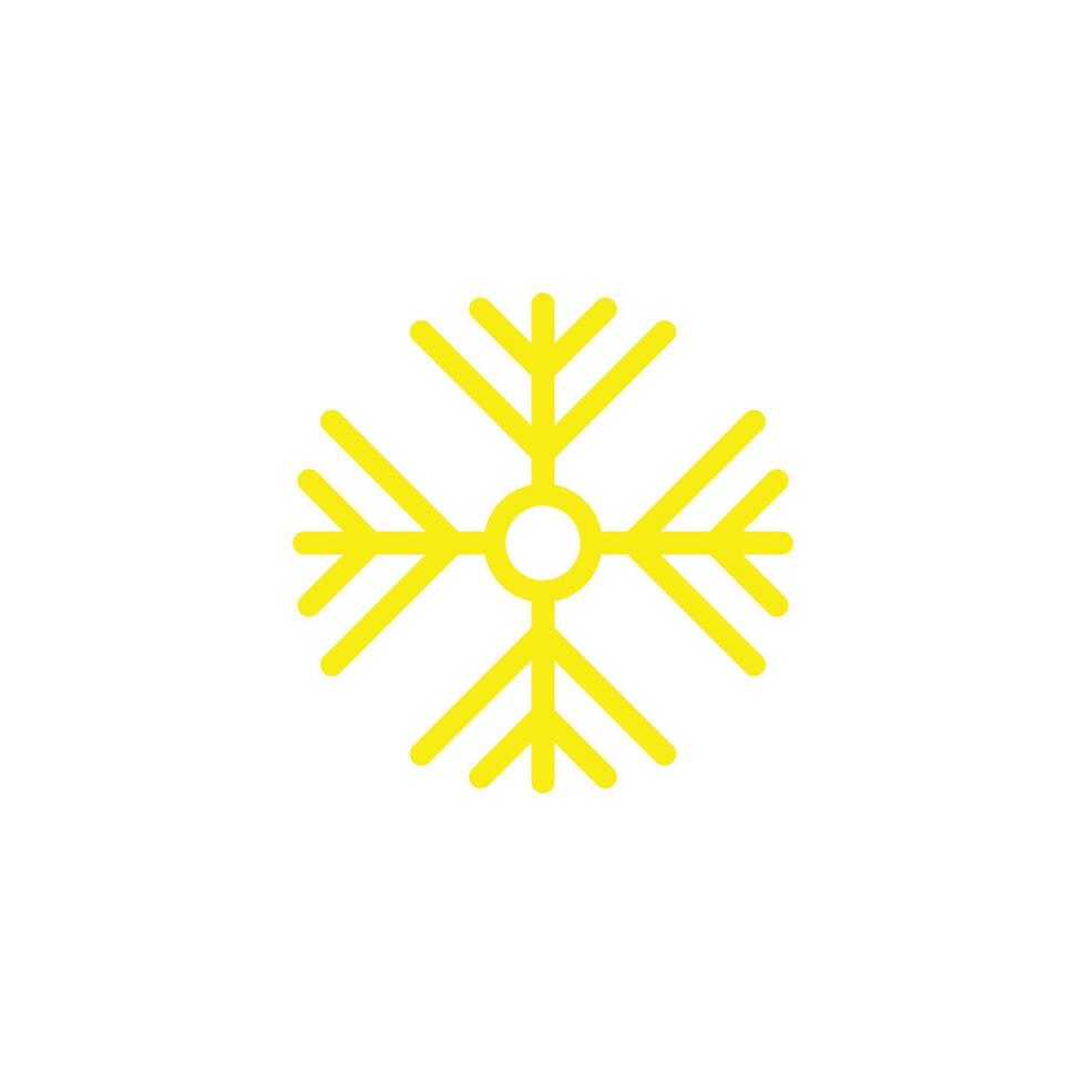 eps10 gelbe Vektorschneeflocke oder abstrakte Kunstikone der Wintersaison lokalisiert auf weißem Hintergrund. Schneeflockensymbol in einem einfachen, flachen, trendigen, modernen Stil für Ihr Website-Design, Logo und mobile App vektor