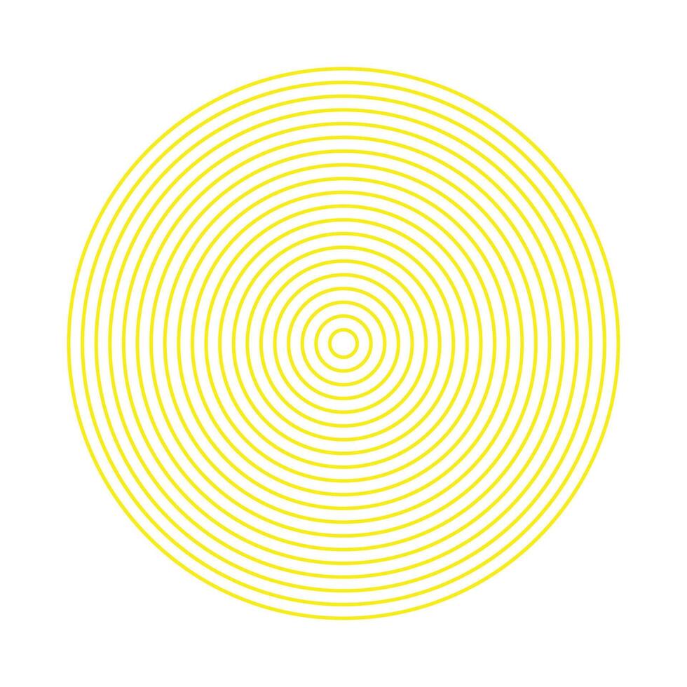 eps10 gul vektor koncentrisk cirklar konstverk isolerat på vit bakgrund. cirkulär geometrisk abstrakt halvton mönster i en enkel platt trendig modern stil för din hemsida design, och mobil app