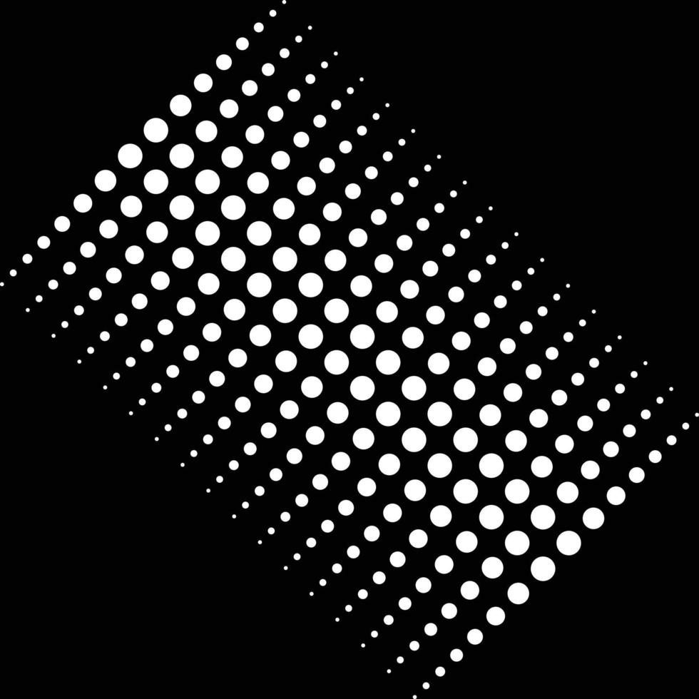 eps10 weiße Vektor-Halbton-Punktmustergrafik isoliert auf schwarzem Hintergrund. Kreisförmiges geometrisches abstraktes Muster in einem einfachen, flachen, trendigen, modernen Stil für Ihr Website-Design und mobile App vektor