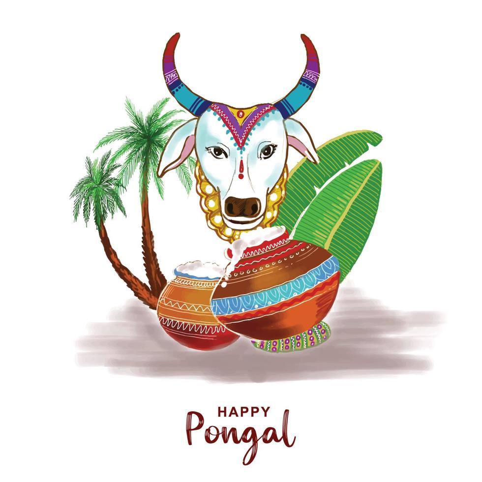 glad pongal festival firande bakgrund vektor