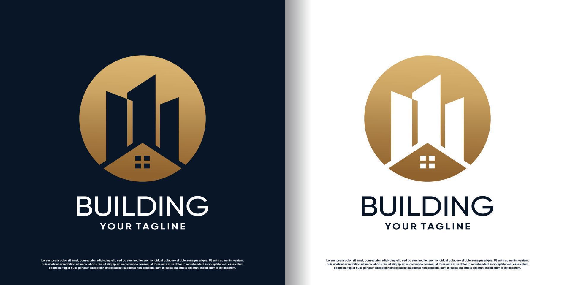 Gebäude-Logo-Design mit kreativem Premium-Vektor im einzigartigen Stil vektor