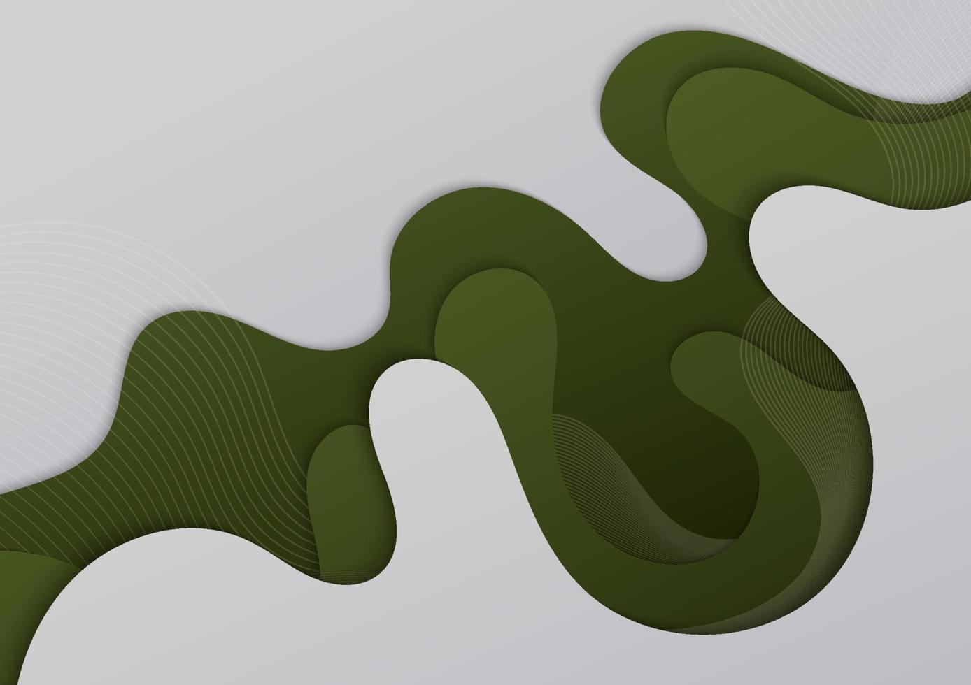 abstraktes grünes gewelltes Musterdesign dekorativ. Überlappung mit Streifenlinien Vorlagenhintergrund. Illustration vektor