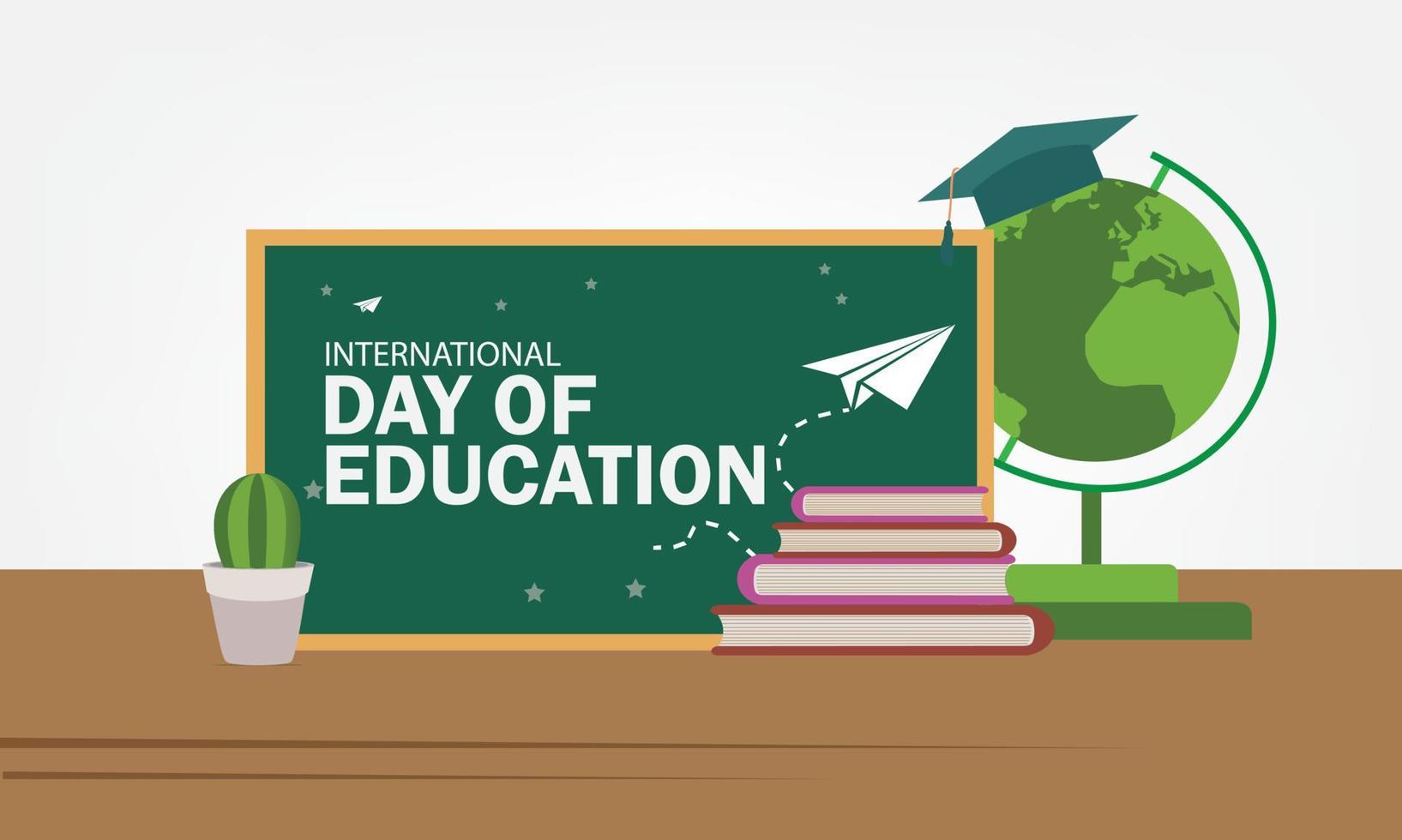 Vektorillustration des internationalen Tages der Bildung. schlichtes und elegantes Design vektor