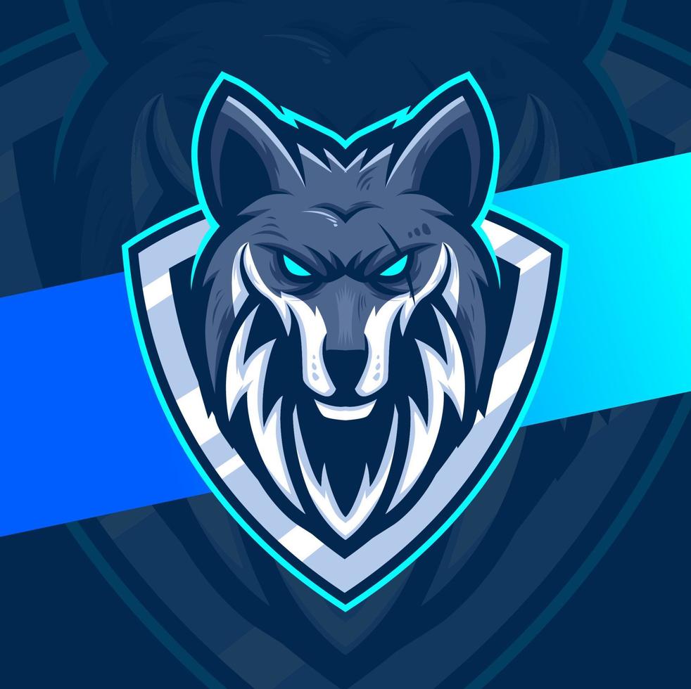 wölfe maskottchen esport logo charakter design für wolfsspiele und sport vektor