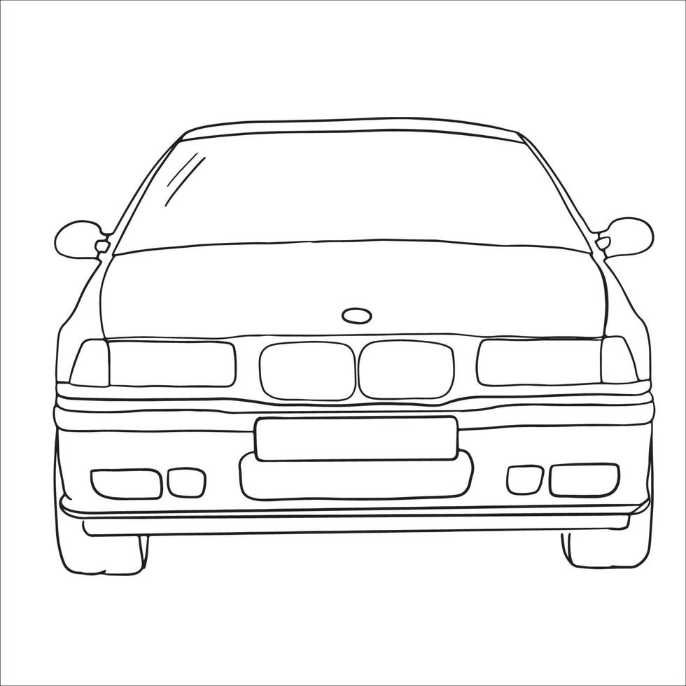 bil linje konst, transport översikt teckning, vektor, enkel skiss, illustration grafisk vektor