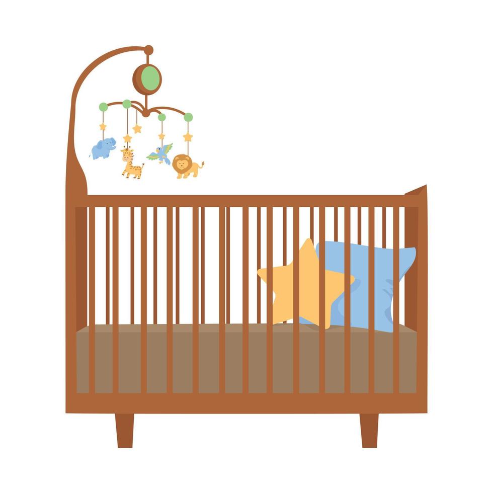 bebis spjälsäng med hängande leksaker vektor
