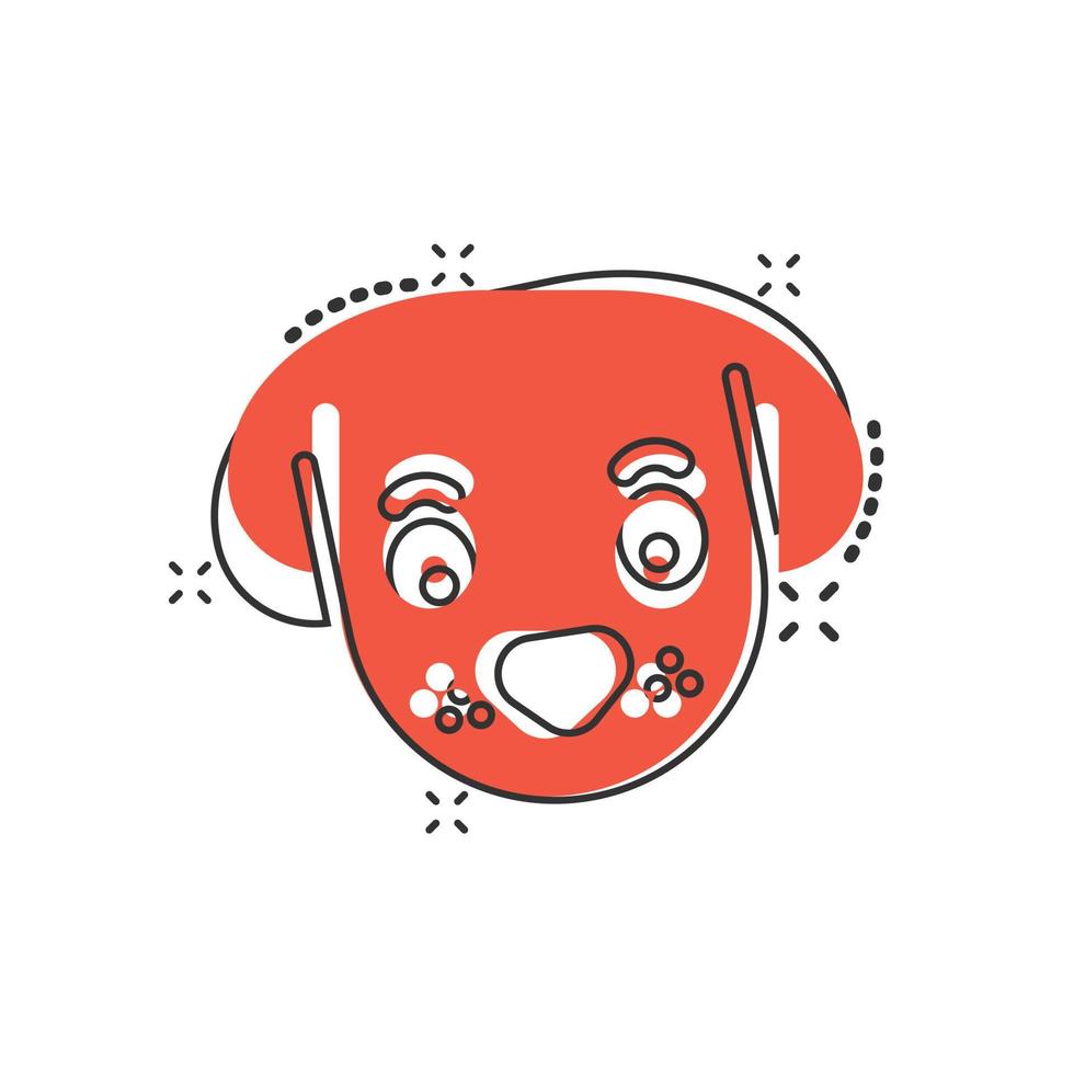 hund huvud ikon i komisk stil. söt sällskapsdjur tecknad serie vektor illustration på vit isolerat bakgrund. djur- stänk effekt företag begrepp.