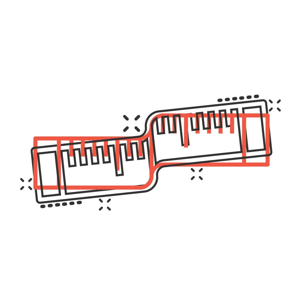 Maßband-Symbol im Comic-Stil. Lineal Cartoon-Zeichen-Vektor-Illustration auf weißem Hintergrund isoliert. Geschäftskonzept mit Meter-Splash-Effekt. vektor