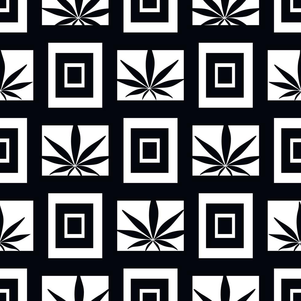 schwarz-weiße Silhouetten von Marihuana-Cannabisblättern auf weißem Hintergrund geometrische Muster geometrisches nahtloses Muster für Verpackungsdesign Druck auf verschiedenen Produkten Klarheit Linien floral vektor
