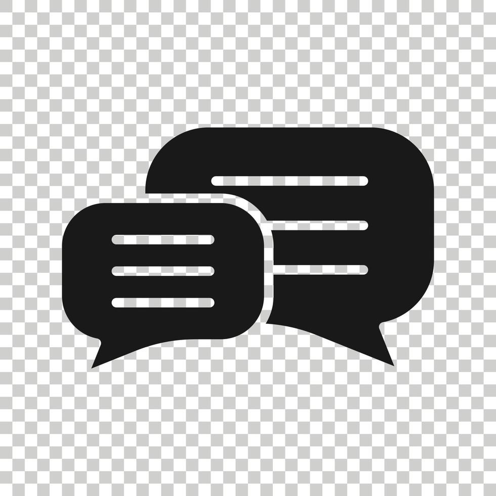 Sprechen Sie das Chat-Schild-Symbol im flachen Stil. Sprechblasen-Vektorillustration auf weißem, isoliertem Hintergrund. Teamdiskussionsschaltfläche Geschäftskonzept. vektor