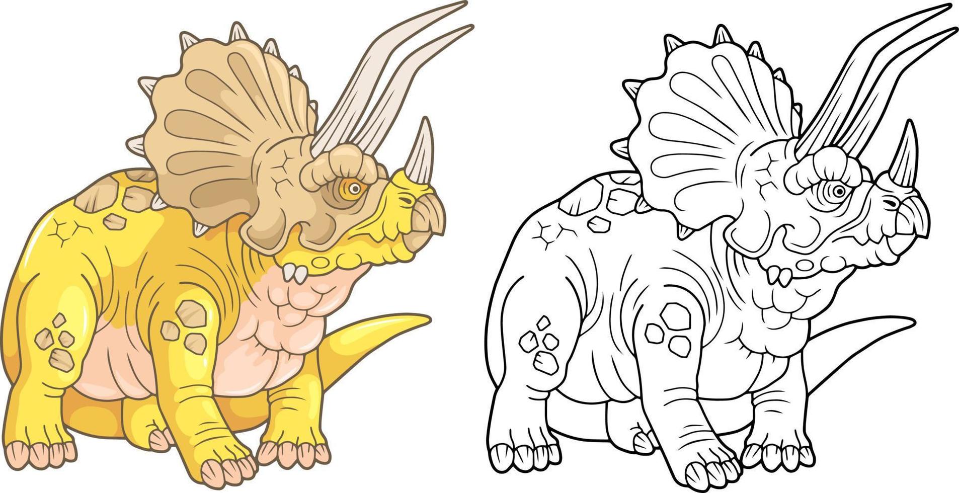 prähistorischer dinosaurier triceratops, illustrationsdesign vektor