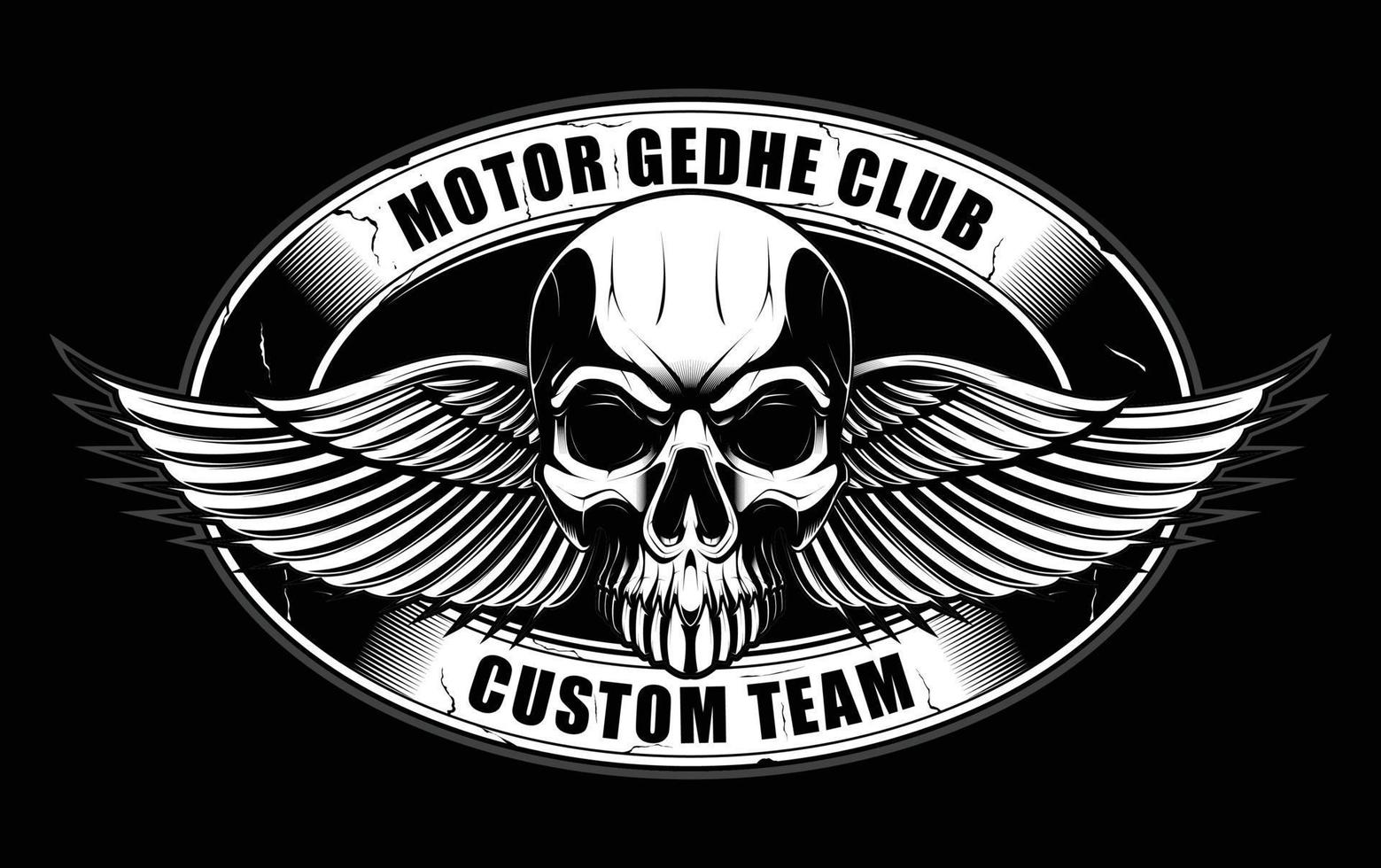 schädel mit flügeln motorradclubvektor für emblem-, logo-, t-shirt- und bekleidungsdesign. vektor