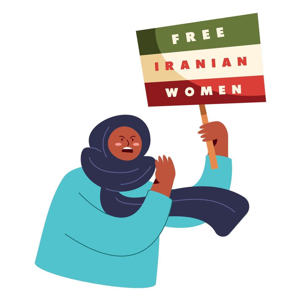 Wütende iranische Frau mit Banner vektor