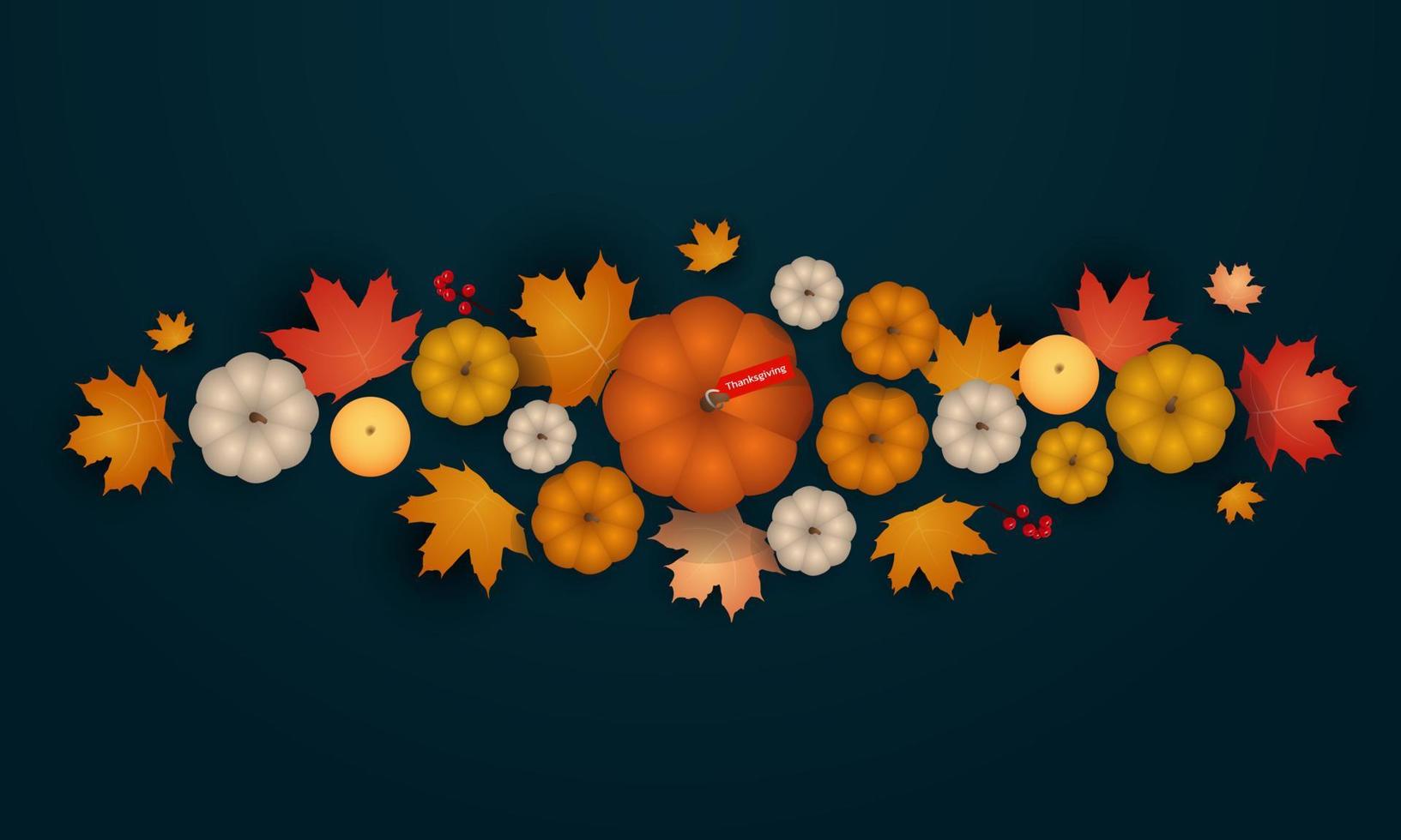 Thanksgiving Day-Banner. erntedankfest, festliches abendessenkonzept. vektorillustration für postkarte, fahne, karte, plakat, hintergrund. vektor