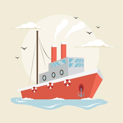 trawler ship illustration vektor