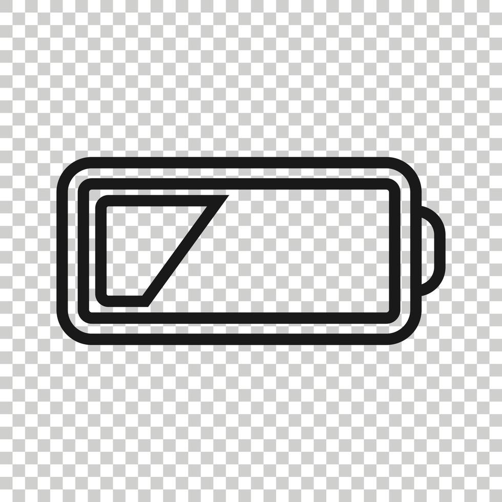 Batterieladesymbol im flachen Stil. Leistungspegel-Vektorillustration auf weißem, isoliertem Hintergrund. Geschäftskonzept für Lithium-Akkus. vektor
