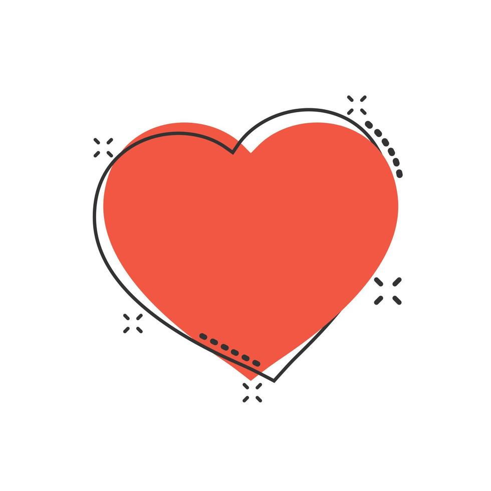 hjärta ikon i komisk stil. kärlek tecknad serie vektor illustration på vit isolerat bakgrund. romantisk stänk effekt företag begrepp.