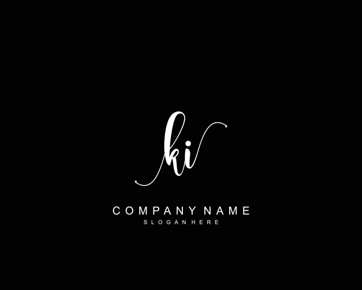 anfängliches ki-schönheitsmonogramm und elegantes logo-design, handschriftliches logo der ersten unterschrift, hochzeit, mode, blumen und botanik mit kreativer vorlage. vektor