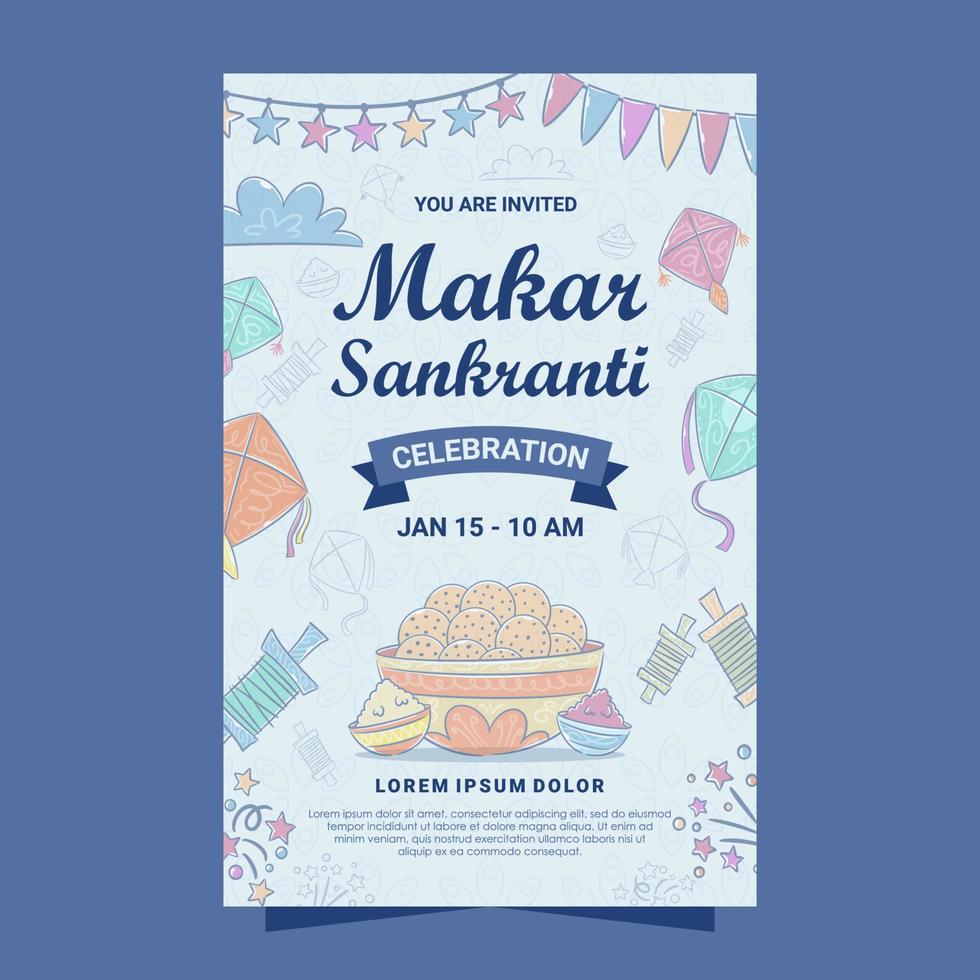 makar sankranti affisch mall vektor