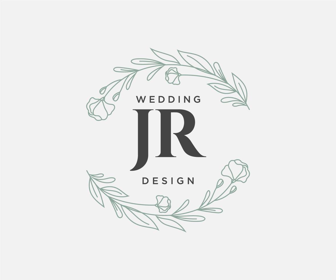 jr initialer brev bröllop monogram logotyper samling, hand dragen modern minimalistisk och blommig mallar för inbjudan kort, spara de datum, elegant identitet för restaurang, boutique, Kafé i vektor