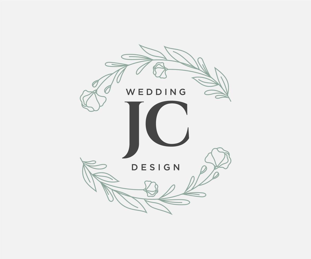 jc initialen brief hochzeitsmonogramm logos sammlung, handgezeichnete moderne minimalistische und florale vorlagen für einladungskarten, save the date, elegante identität für restaurant, boutique, café im vektor