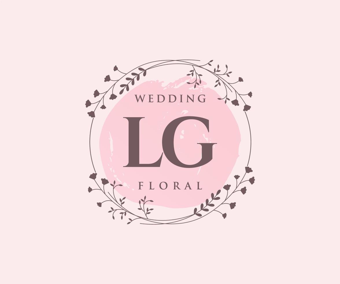 lg initialen brief hochzeit monogramm logos vorlage, handgezeichnete moderne minimalistische und florale vorlagen für einladungskarten, datum speichern, elegante identität. vektor