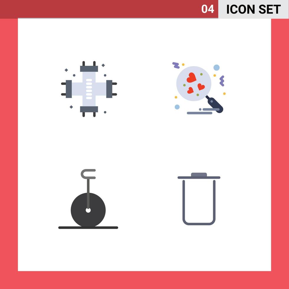 4 kreativ ikoner modern tecken och symboler av mekanisk monocykel VVS kärlek Instagram redigerbar vektor design element