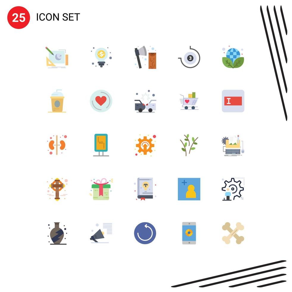 25 flaches Farbpaket der Benutzeroberfläche mit modernen Zeichen und Symbolen des Earth Day Stoppuhr-Shopping-Countdown-Tools editierbare Vektordesign-Elemente vektor
