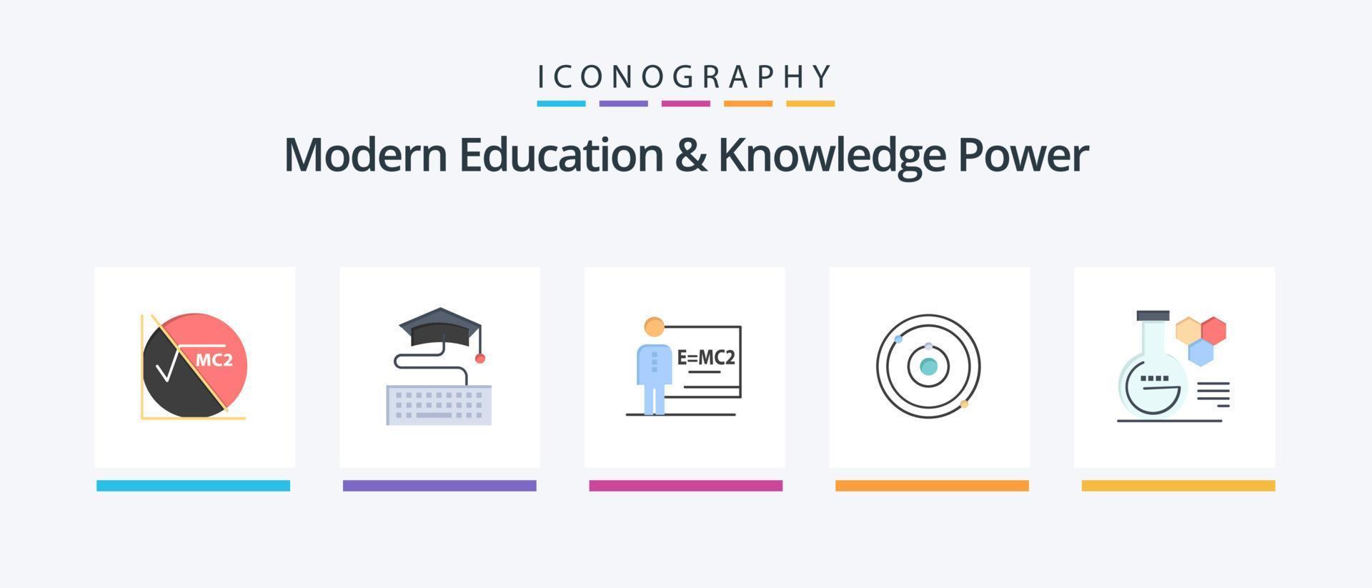 Moderne Bildung und Wissen Power Flat 5 Icon Pack inklusive Chemie. Bildung . Klassenzimmer. Plenet.. kreatives Ikonendesign vektor
