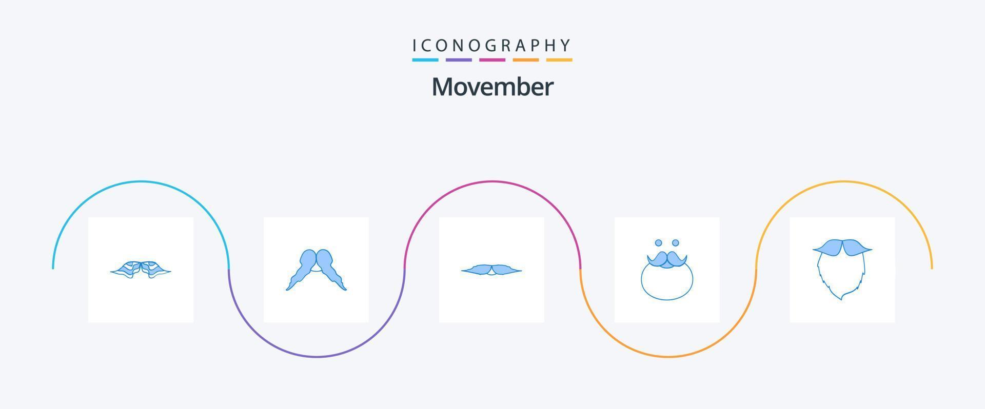 Movember blå 5 ikon packa Inklusive . tomten. män. Movember vektor