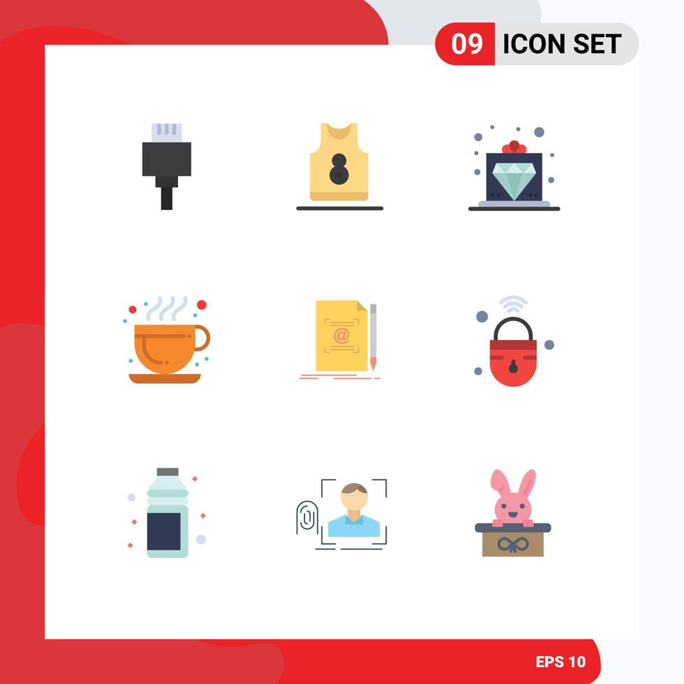 Stock Vector Icon Pack mit 9 Zeilenzeichen und Symbolen für Textnotizen bieten bearbeitbare Vektordesign-Elemente für heißes Kaffee-Café