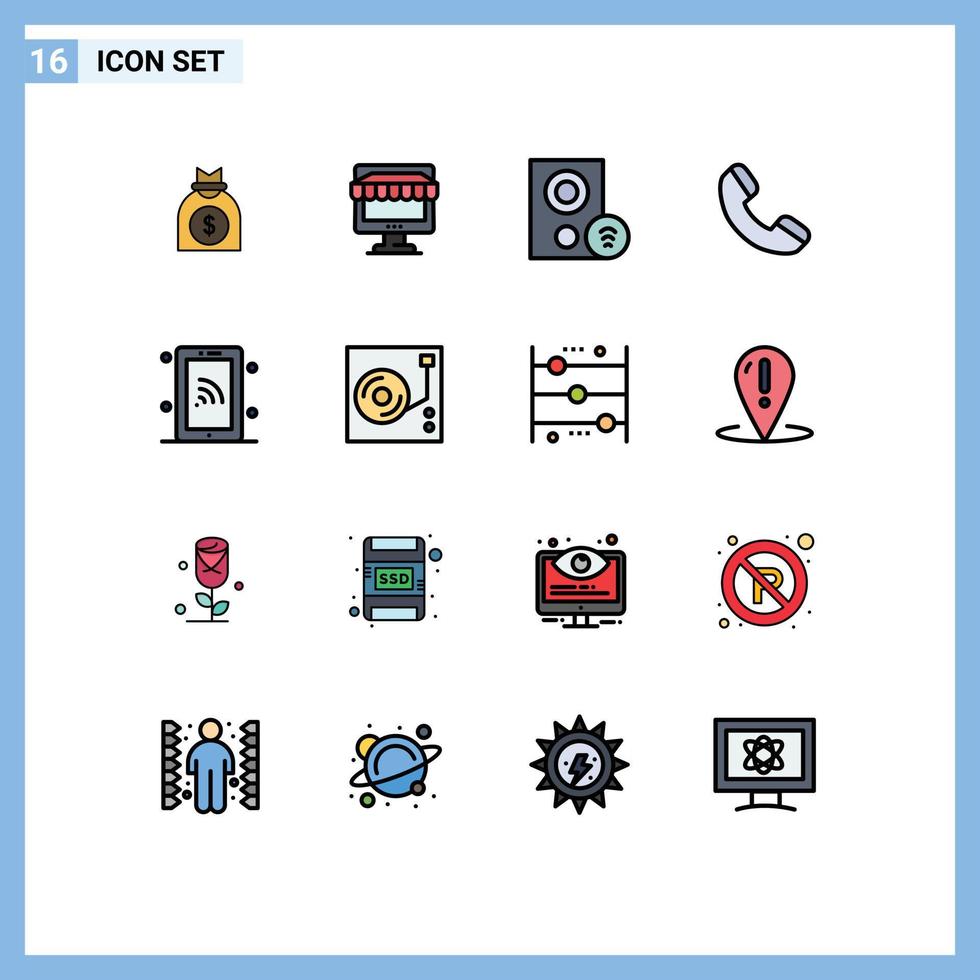 Aktienvektor-Icon-Pack mit 16 Zeilenzeichen und Symbolen für Netzwerktelefon-Online-Anrufhardware editierbare kreative Vektordesign-Elemente vektor