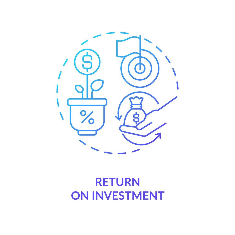 Return on Investment blaues Farbverlauf-Konzept-Symbol. profitables Geschäft. finanzieller Erfolg. Generieren Sie eine abstrakte Idee mit dünner Linie. isolierte Umrisszeichnung vektor