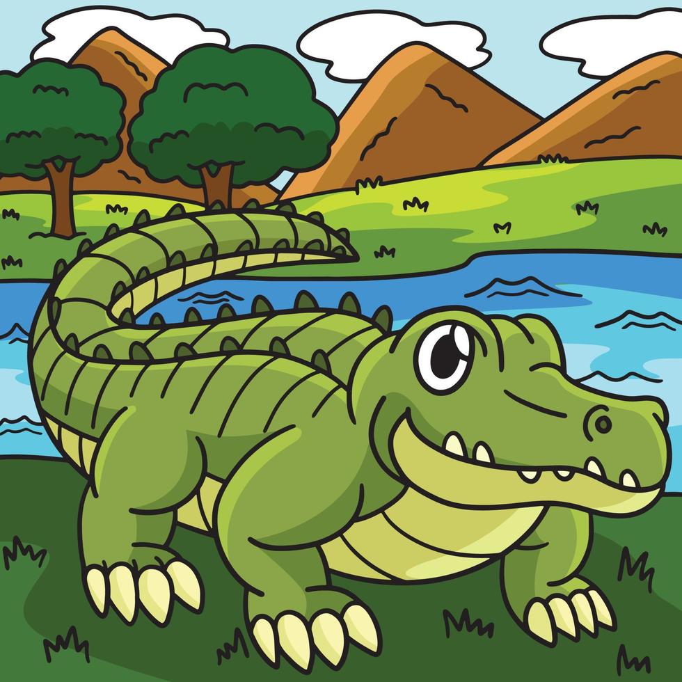 krokodil meerestier farbiger cartoon vektor