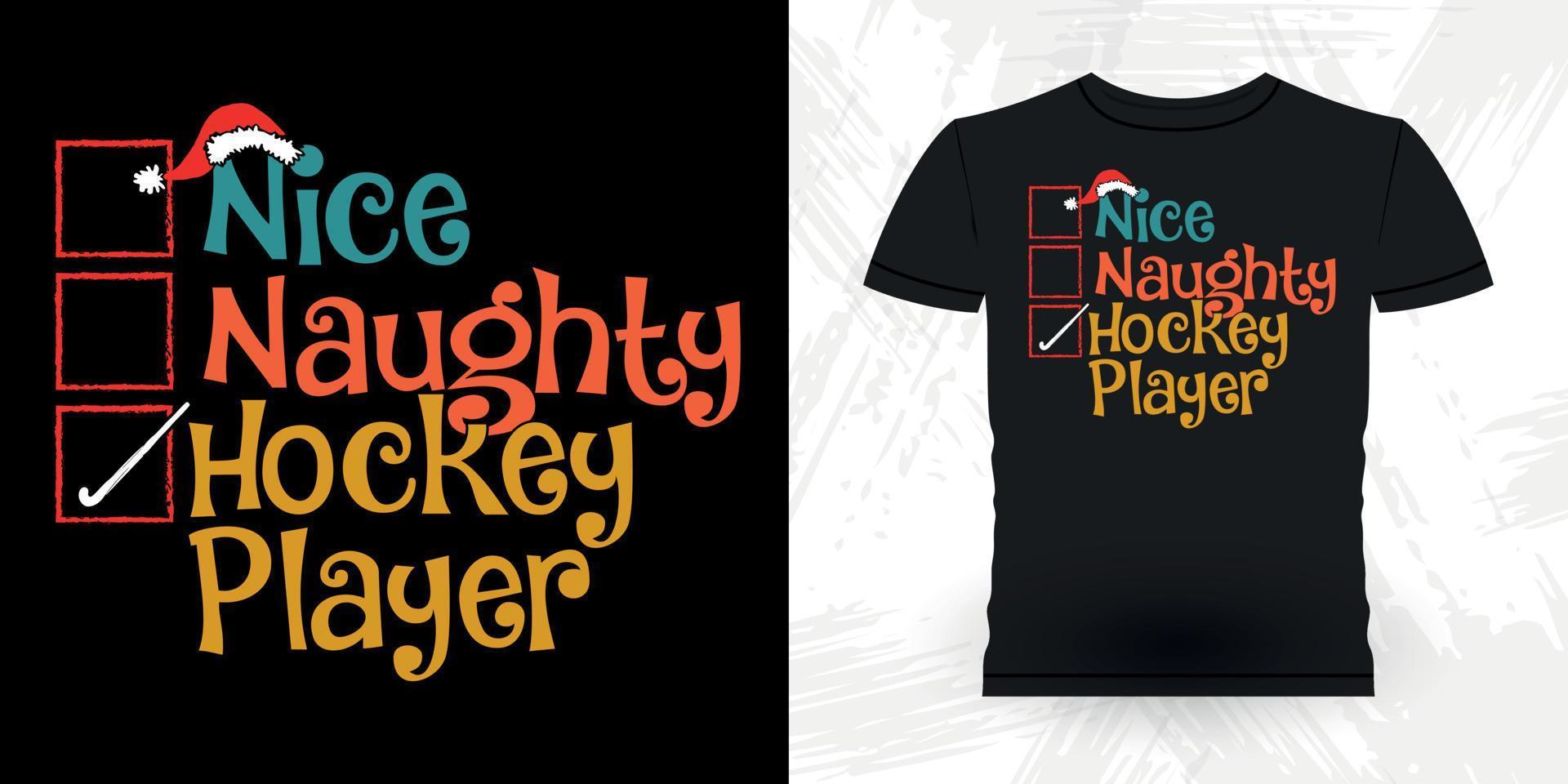 Hockey-T - Shirtentwurf des lustigen Sport-Hockeyspieler-Geschenks retro Vintager vektor