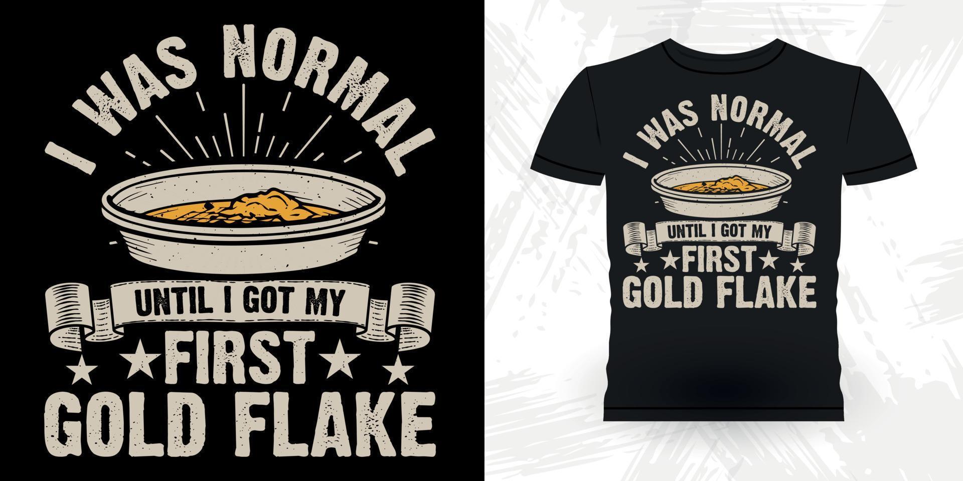 guld malmletare rolig guld grävning retro årgång guld panorering t-shirt design vektor