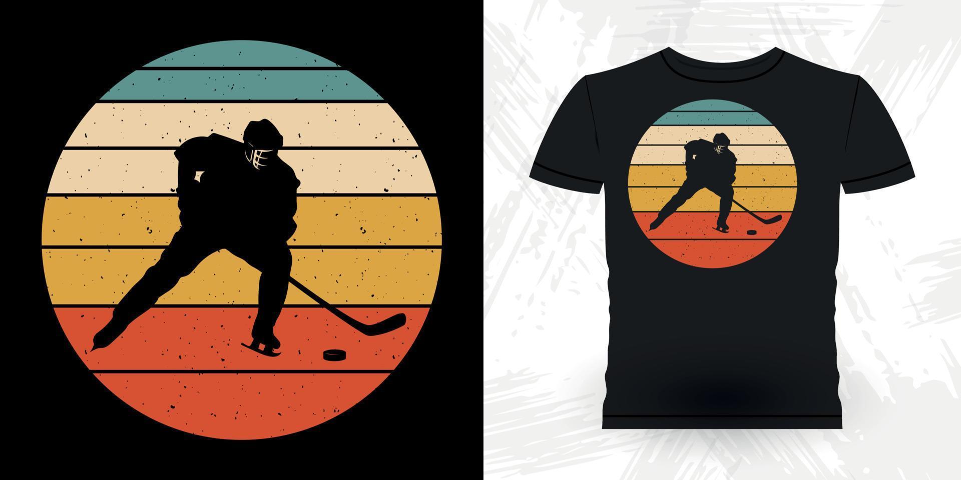 Hockey-T - Shirtentwurf des lustigen Sport-Hockeyspieler-Geschenks retro Vintager vektor