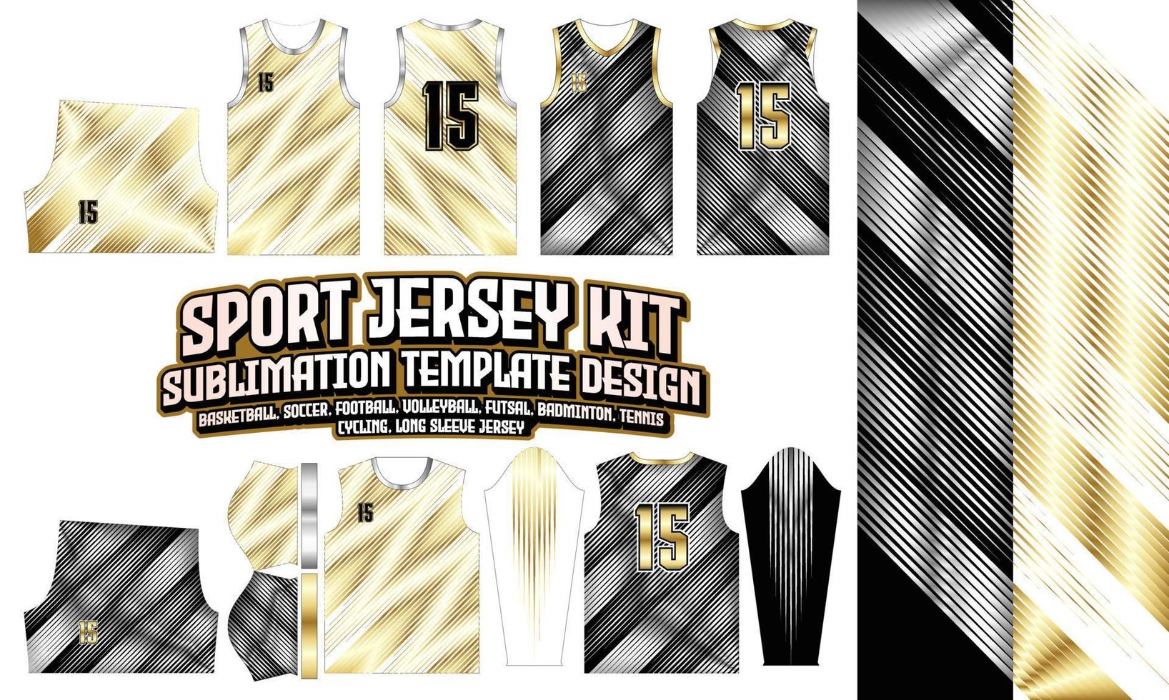 dolgens Ränder jersey kläder sport ha på sig sublimering gyllene mönster design för fotboll fotboll e-sport basketboll volleyboll badminton futsal t-shirt vektor