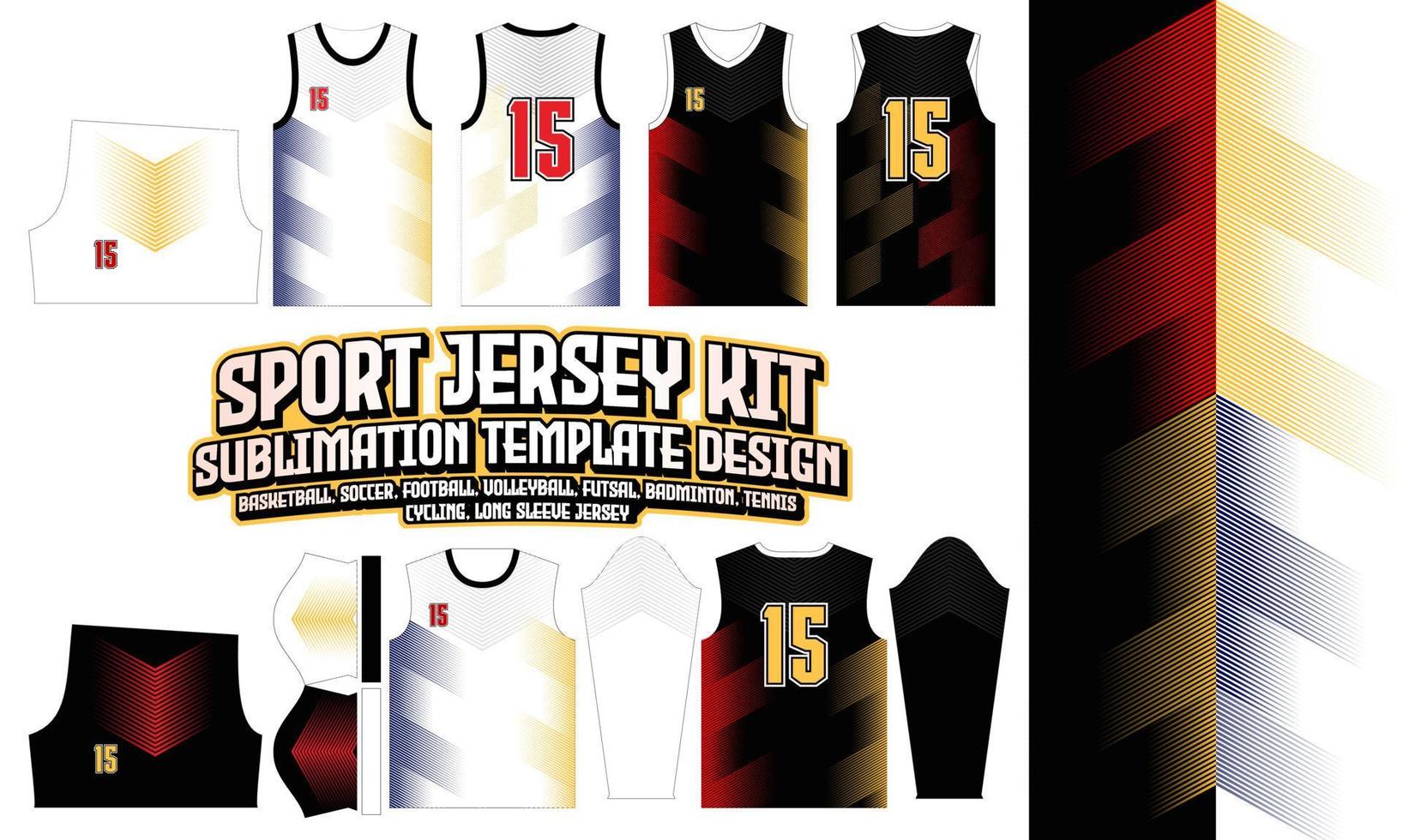 Pfeilstreifen Jersey Bekleidung Sportbekleidung Sublimationsmuster Design für Fußball Fußball E-Sport Basketball Volleyball Badminton Futsal T-Shirt vektor