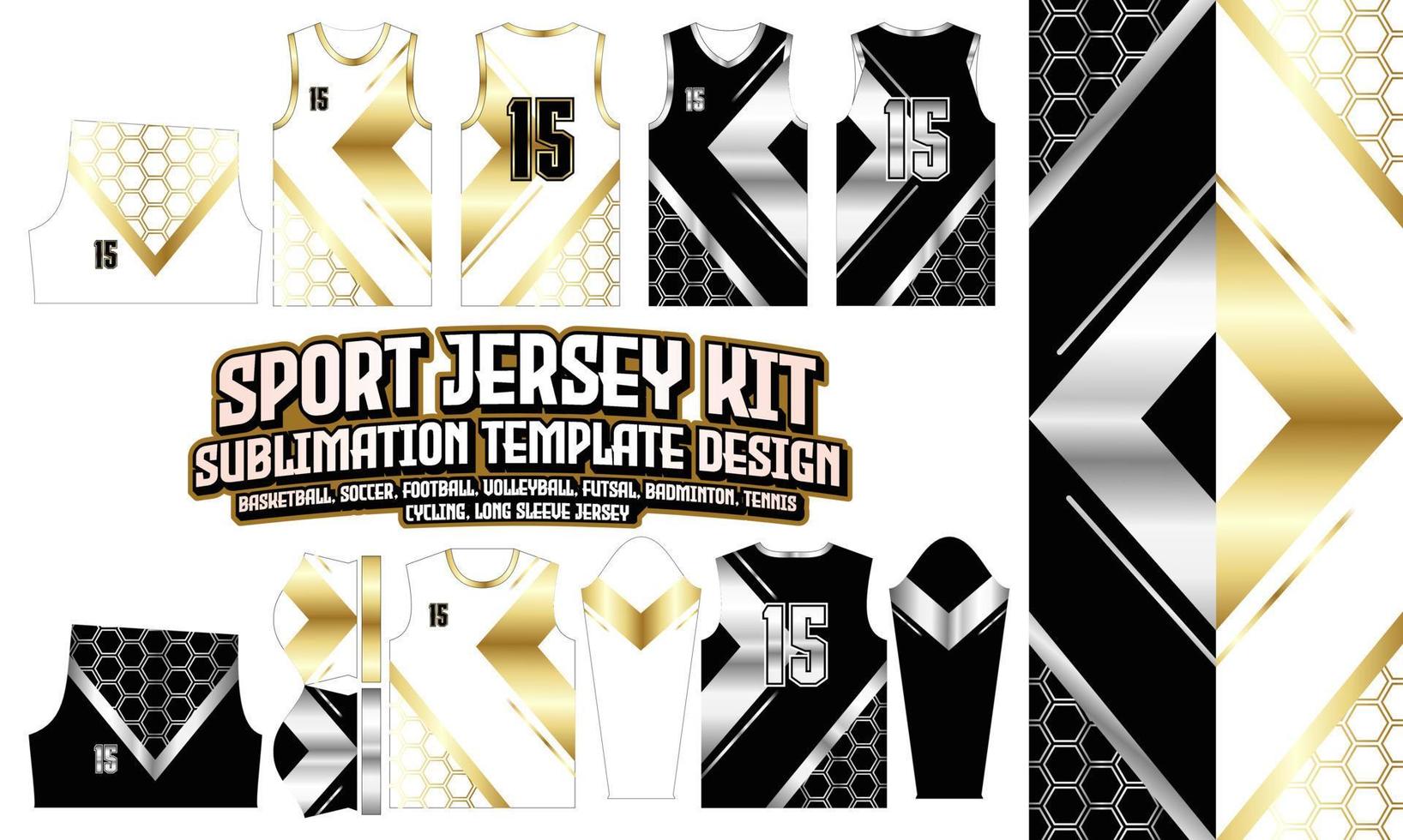 Eleganz Gold Jersey Bekleidung Sportbekleidung Sublimation goldenes Muster Design für Fußball Fußball E-Sport Basketball Volleyball Badminton Futsal T-Shirt vektor