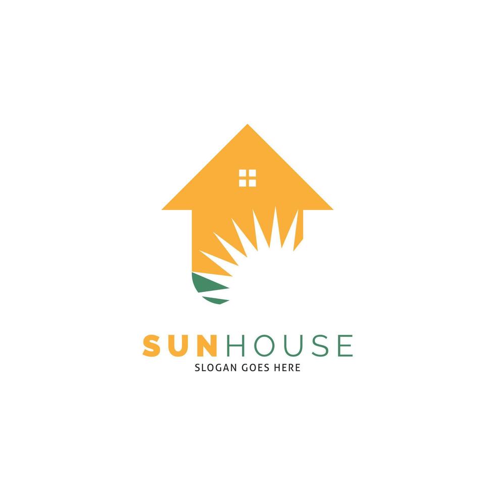 Sonne Haus Symbol Vektor Logo Vorlage Illustration Design