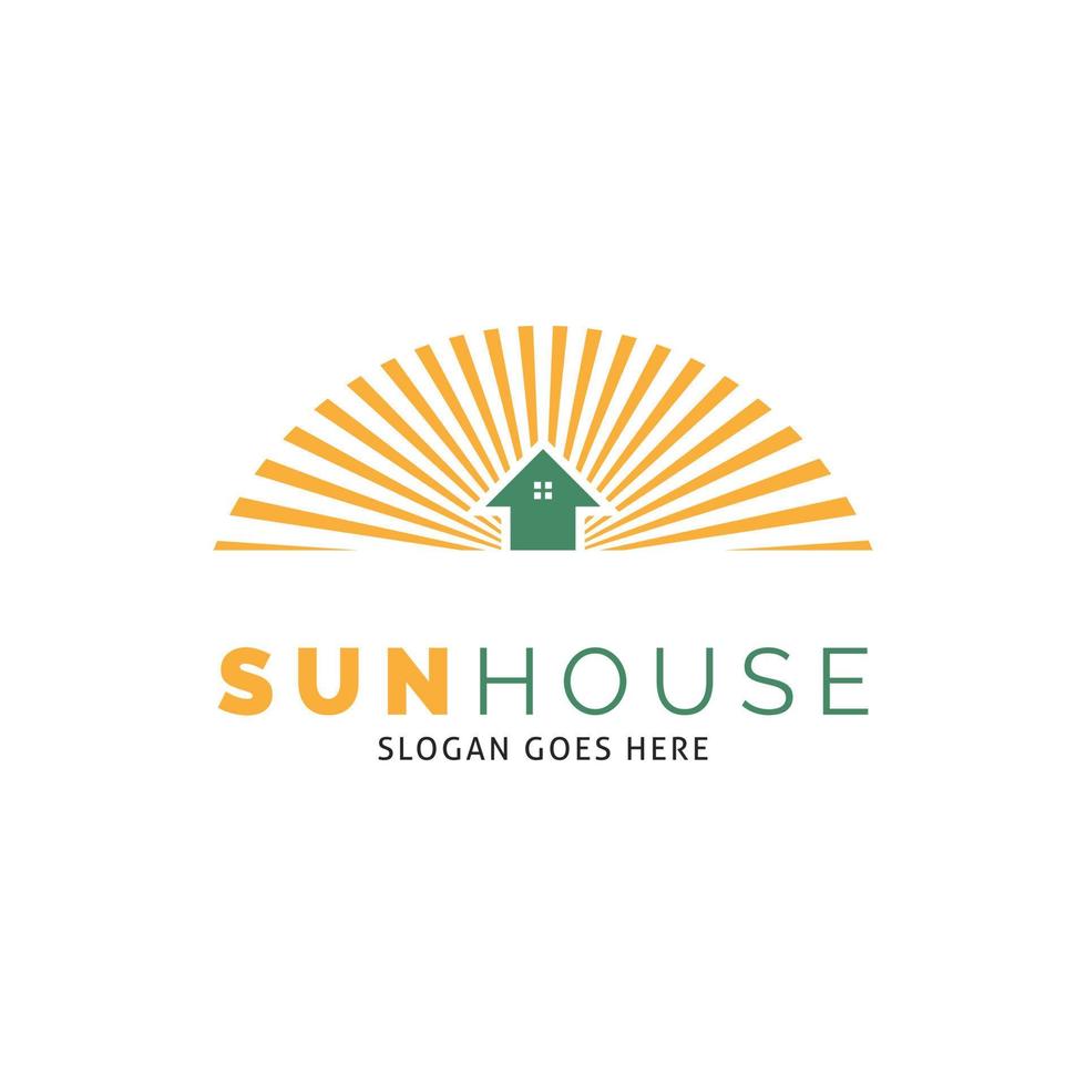 Sonne Haus Symbol Vektor Logo Vorlage Illustration Design