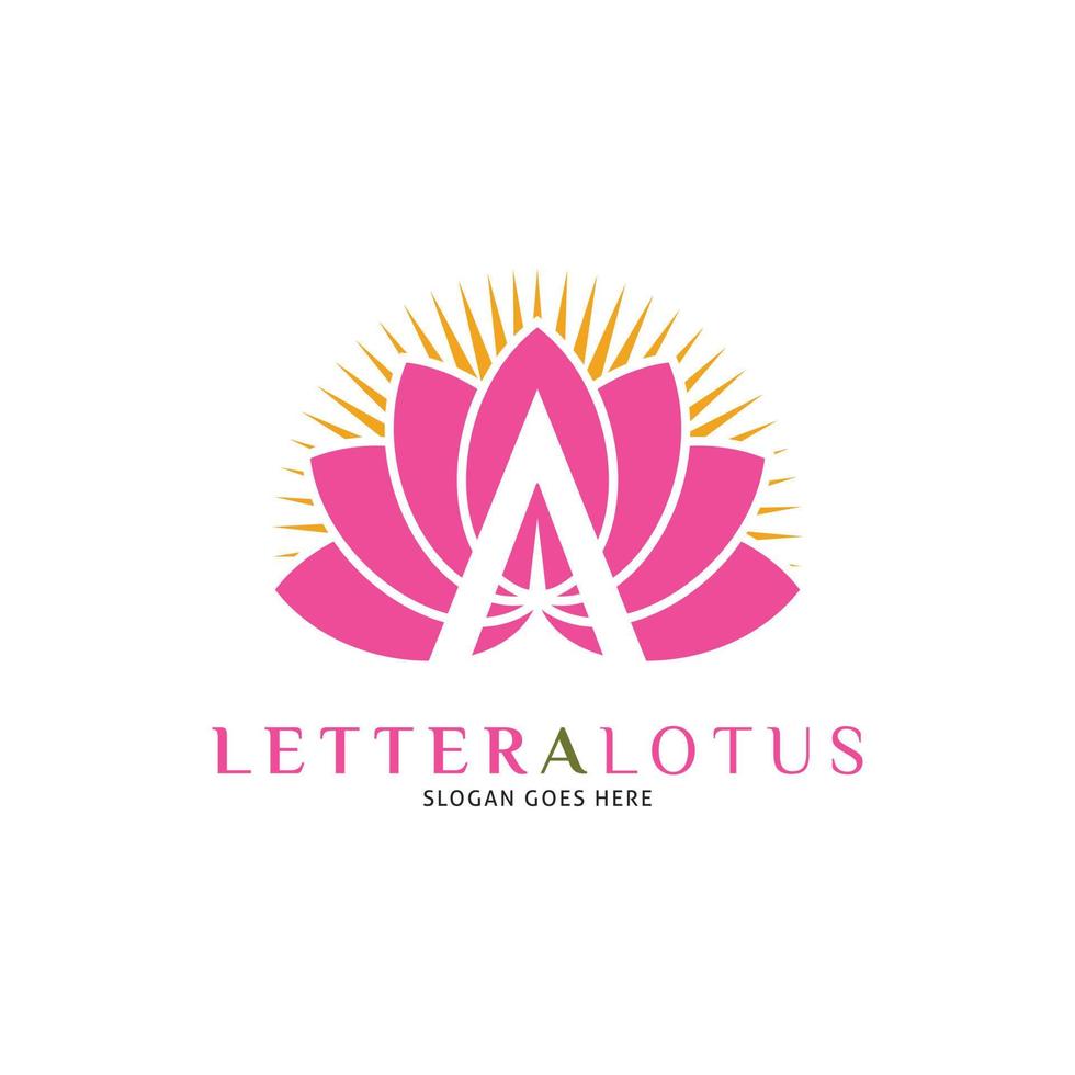 första brev en lotus ikon vektor logotyp mall illustration design